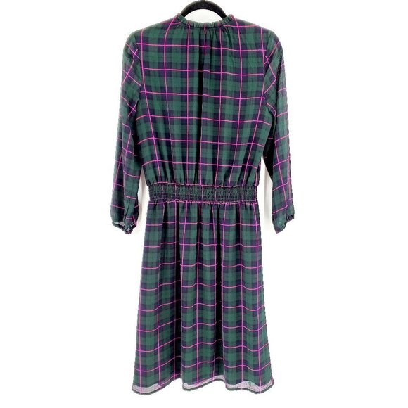 J. Crew Plaid Semi Sheer Long Sleeve Dress - Picture 2 of 7